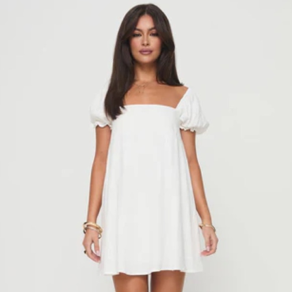 Princess Polly Let's Dance 100% Cotton Puff Sleeve Mini White Dress Size 6 NWOT - Picture 6 of 15